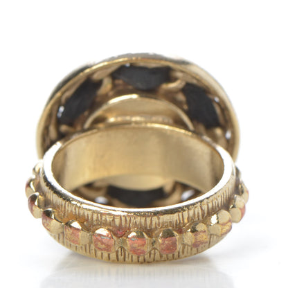 Chanel Pearl Lambskin CC Chain Ring Gold 6.5 4 of 5