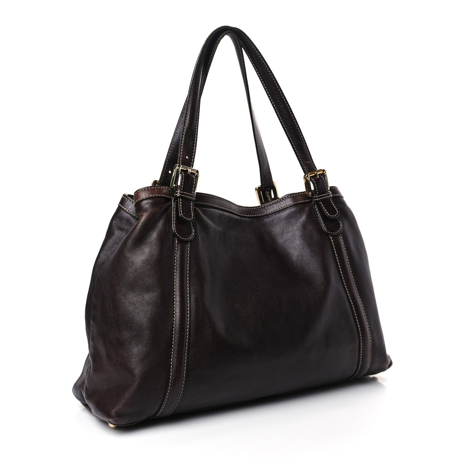 Gucci Calfskin Medium Britt Tote Dark Brown 3 of 12