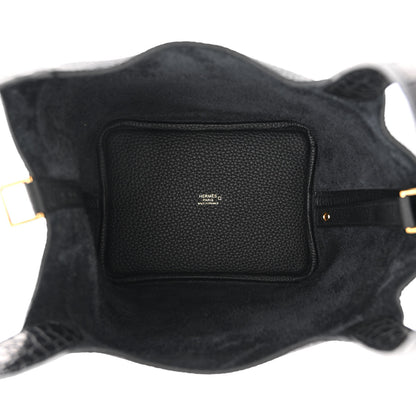 Hermes Taurillon Clemence Matte Alligator Picotin Lock Touch 18 PM Black 5 of 11