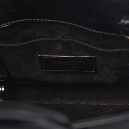Saint Laurent Calfskin Crocodile Embossed Nano Sac De Jour Black 8 of 9
