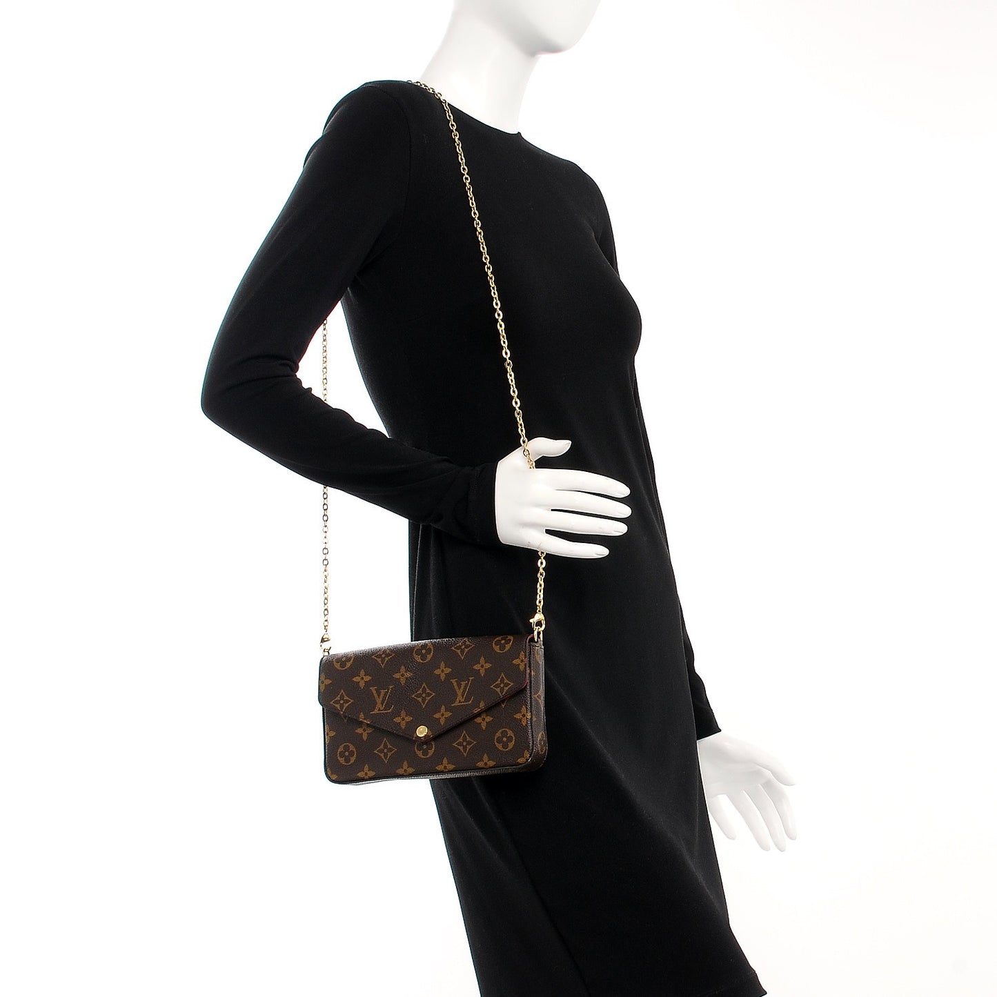 Monogram Pochette Felicie Chain Wallet Fuchsia