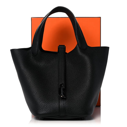 Hermes Taurillon Clemence Monochrome Picotin Lock 18 PM Black 10 of 10