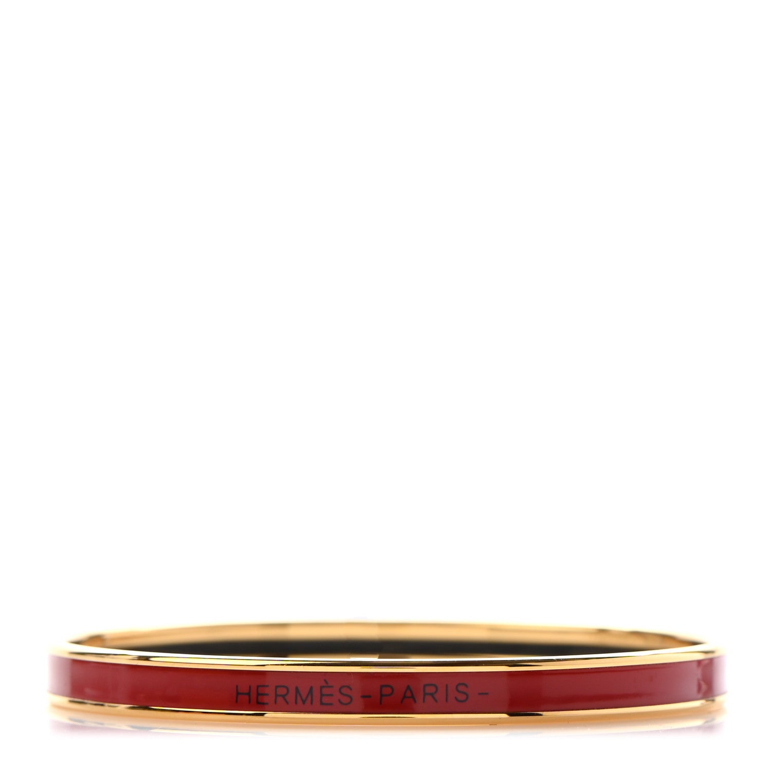 Hermes Enamel Printed Extra Narrow Plain Bracelet 62 Rouge H 1 of 5