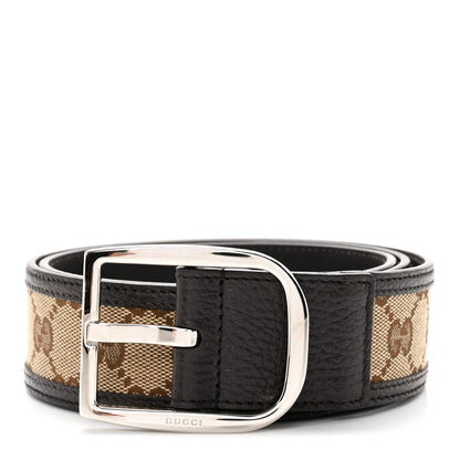 Gucci Monogram Dollar Calfskin 40mm Belt 85 34 Beige Ebony Testa di Moro 1 of 6