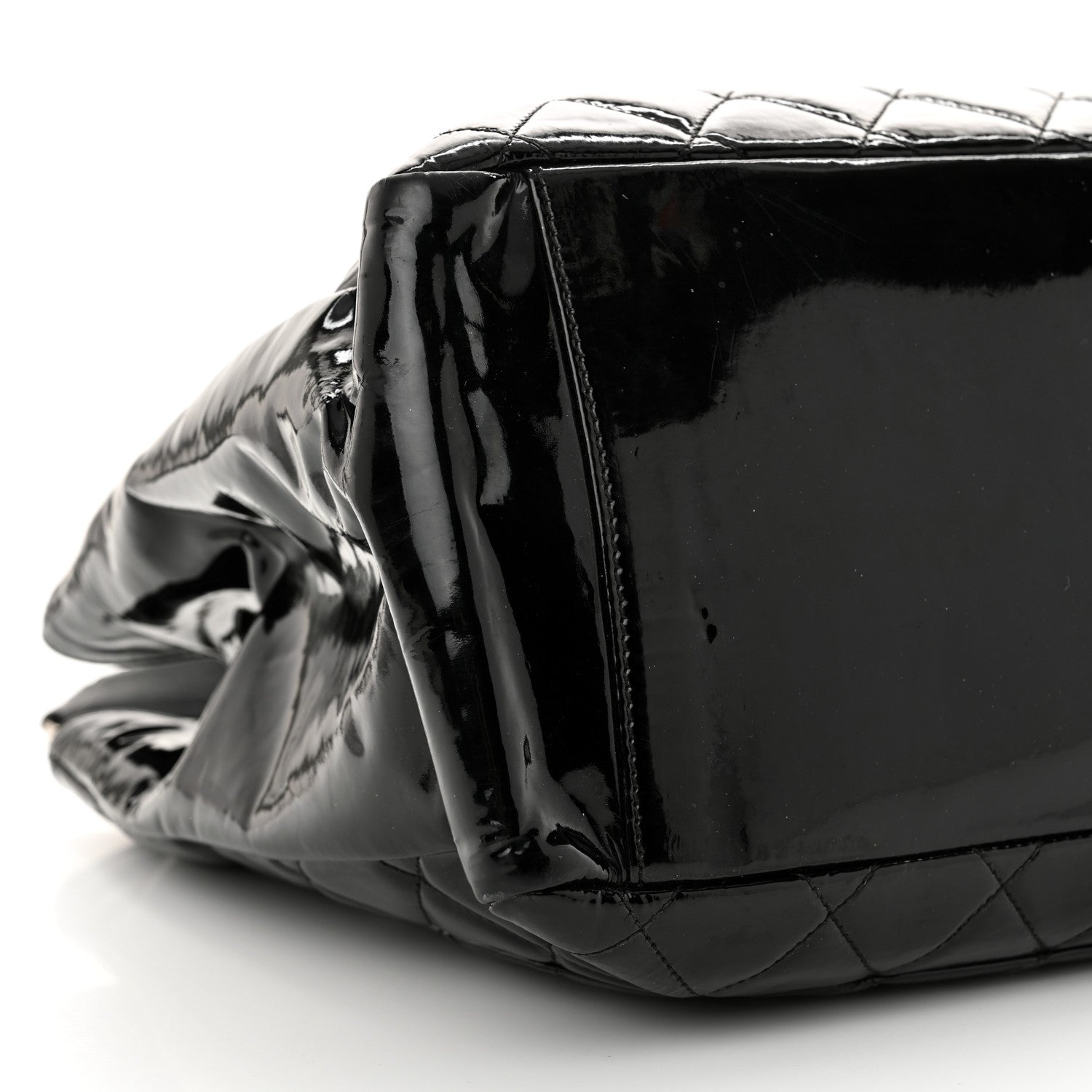 Chanel Patent Quilted Grand Shopping Tote GST Black 9 of 14