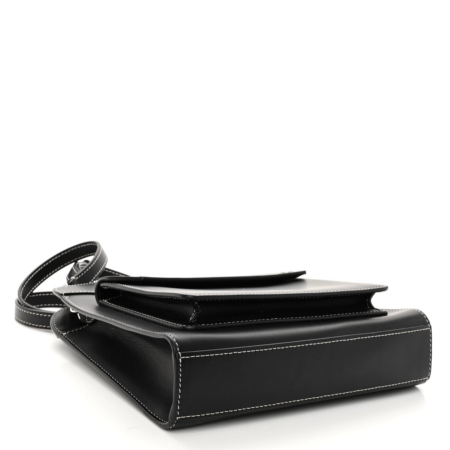 Smooth Calfskin Topstitched Mini Pocket Bag Black