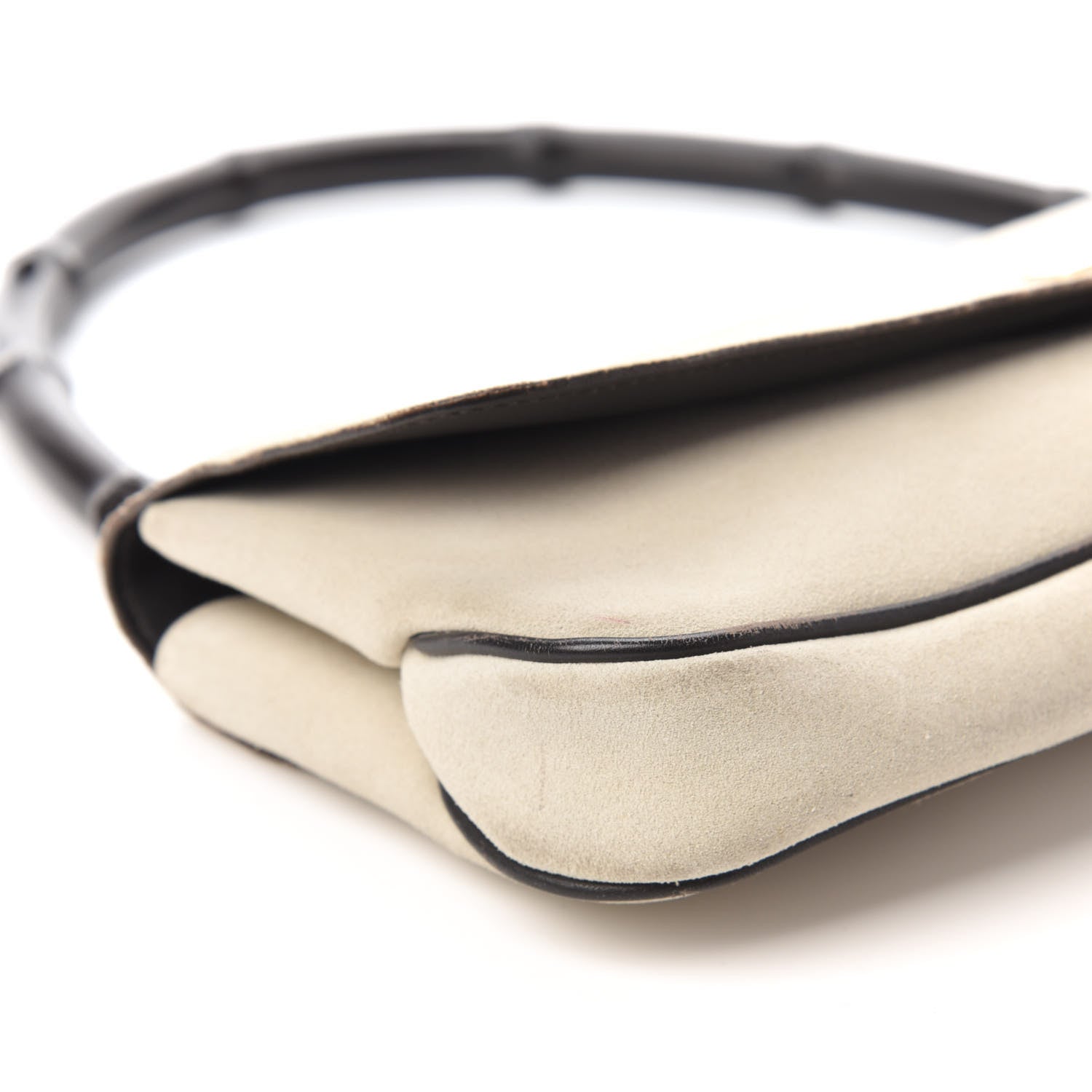 Gucci Suede Bamboo Handle Shoulder Bag White 6 of 11