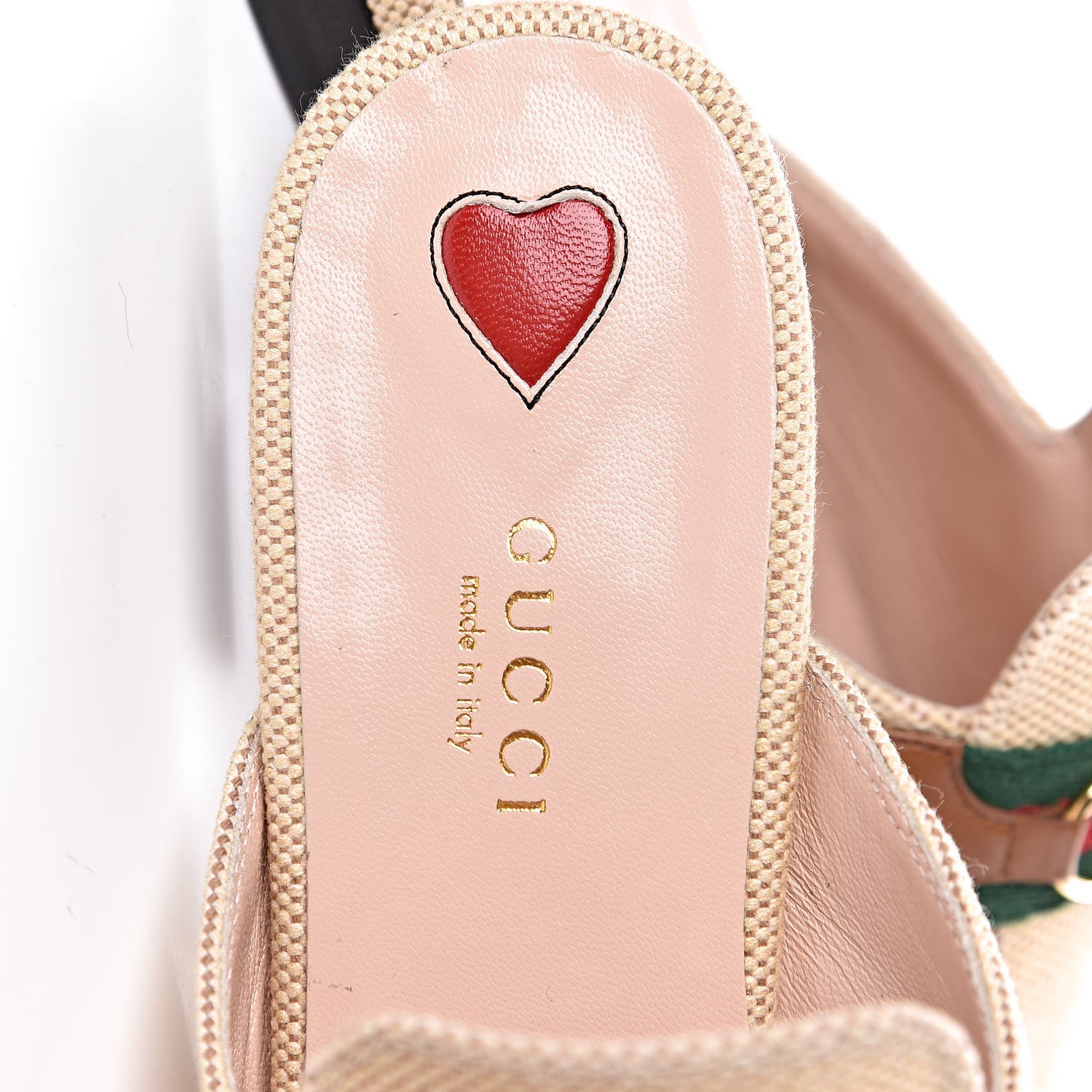 Gucci Canvas Vintage Charlotte Web Princetown Slippers 37.5 Sand Cuir 7 of 11