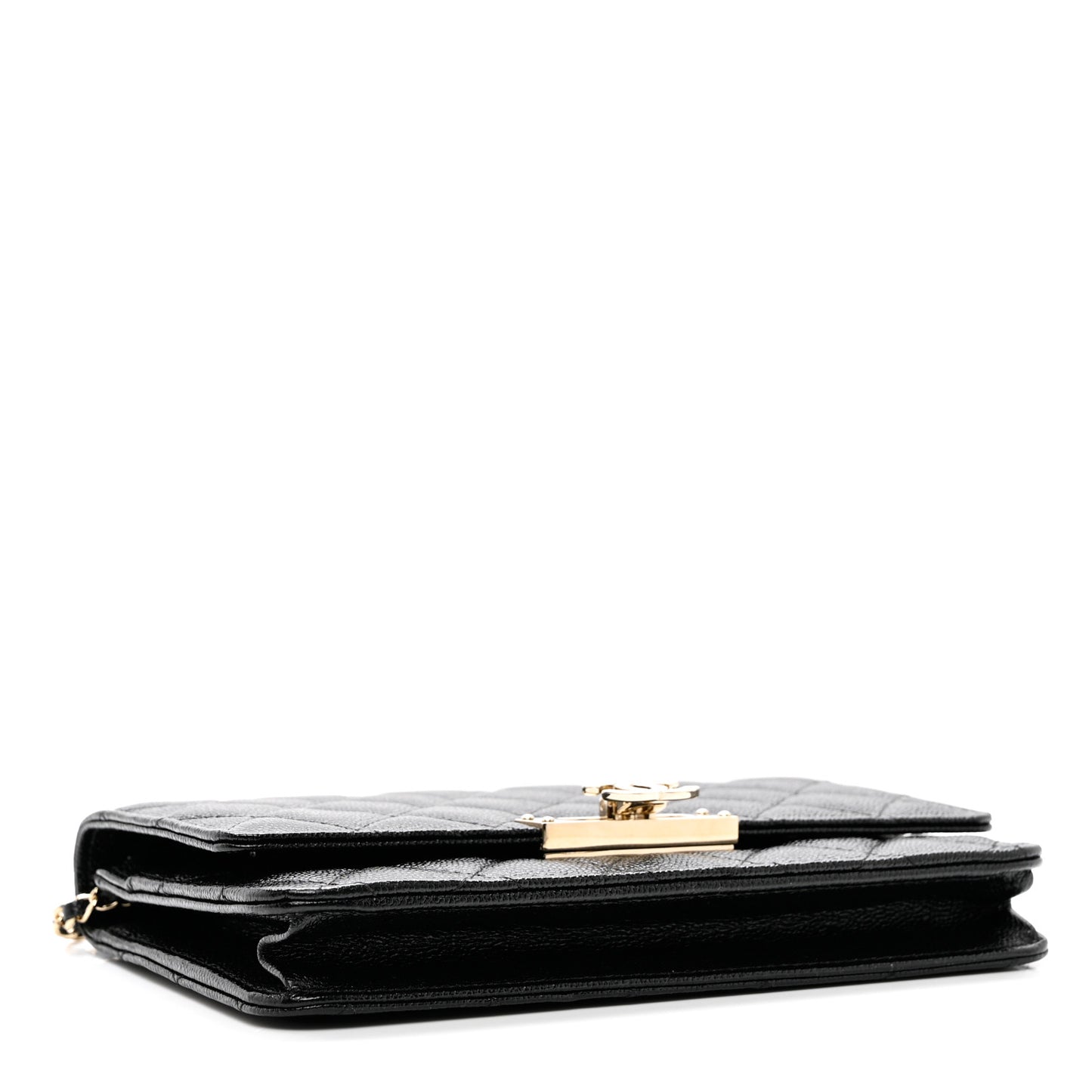 Caviar Quilted Golden Class Wallet On Chain WOC Black