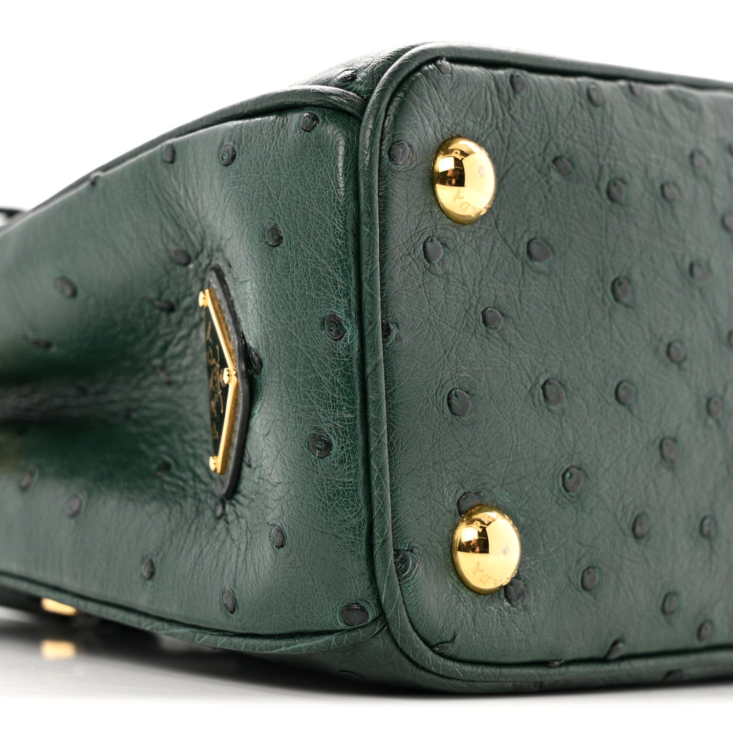 Prada Ostrich Mini Galleria Double Zip Tote Smeraldo 8 of 12