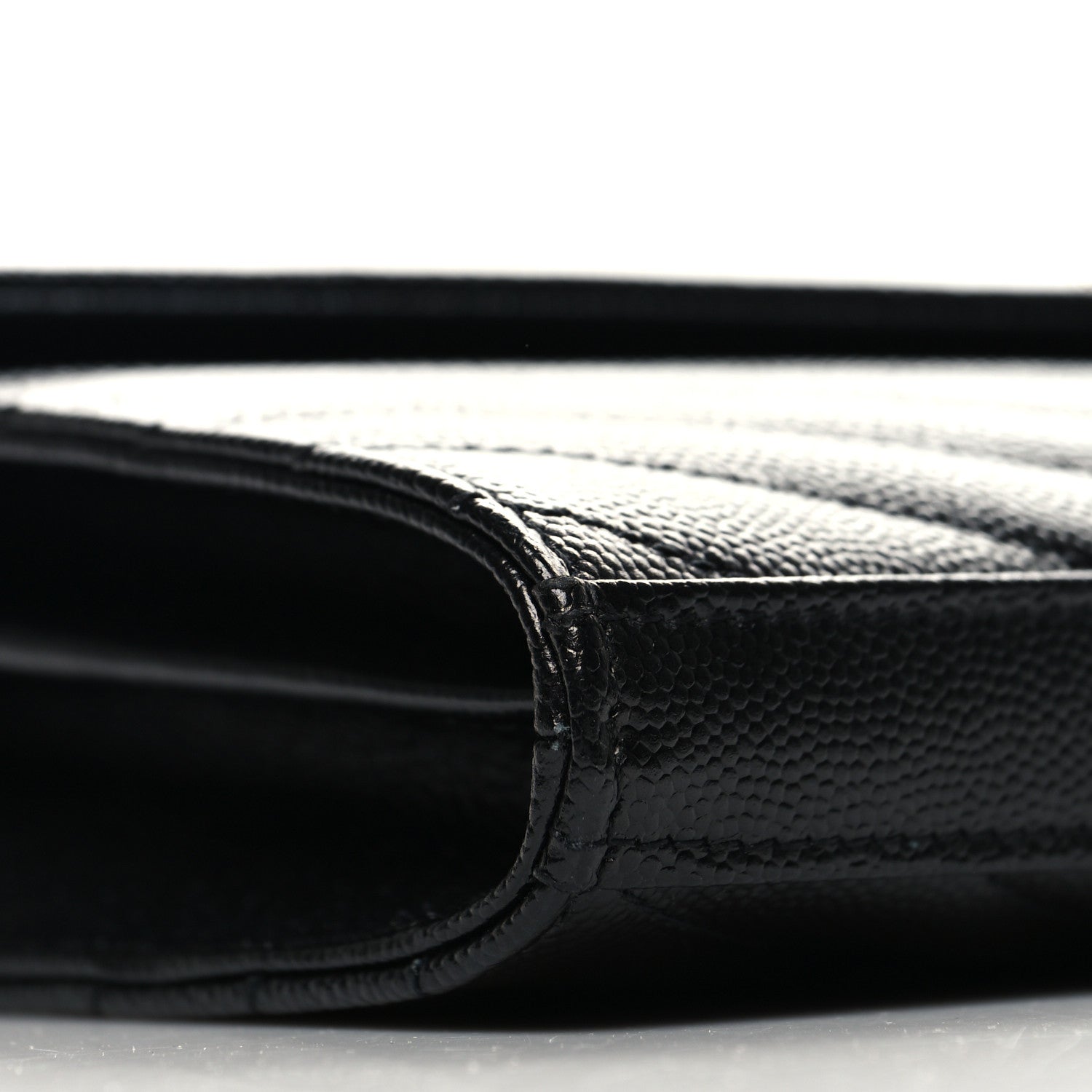 Saint Laurent Grain De Poudre Matelasse Chevron Monogram Chain Wallet Black 9 of 12
