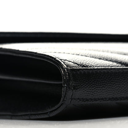Saint Laurent Grain De Poudre Matelasse Chevron Monogram Chain Wallet Black 9 of 12