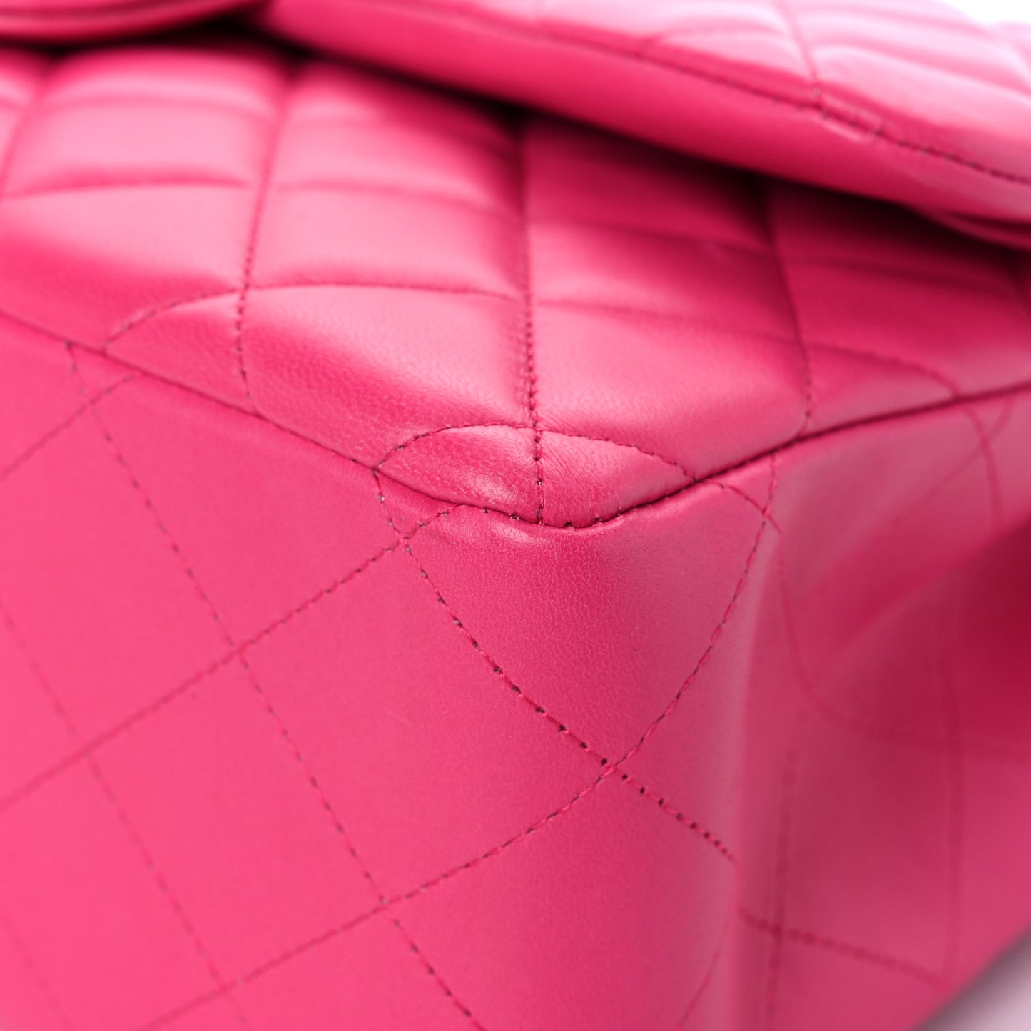 Lambskin Quilted Jumbo Double Flap Fuchsia