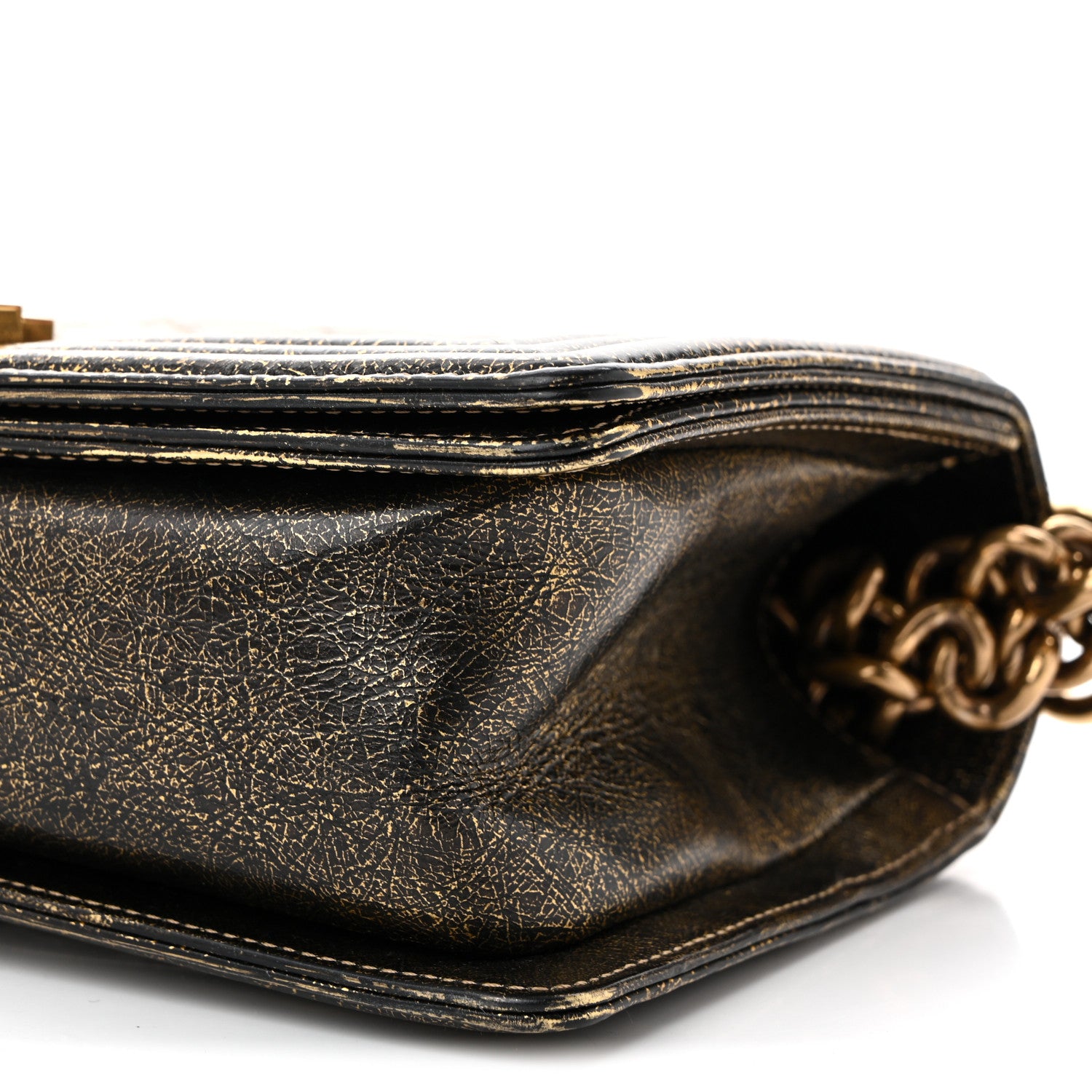Chanel Cracked Metallic Calfskin Quilted Medium Boy Flap Gold 10 of 10