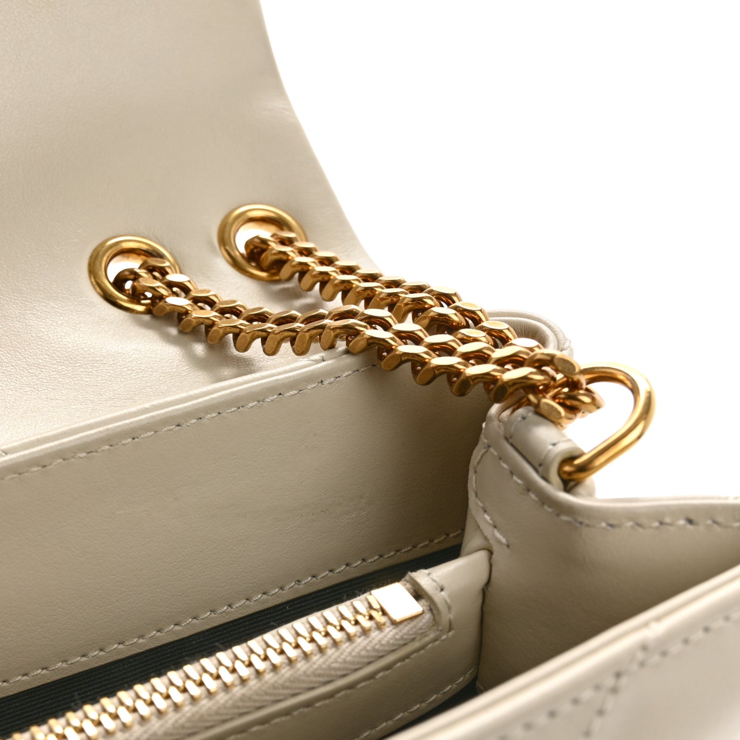 Calfskin Y Quilted Monogram Small Loulou Chain Satchel Crema Soft