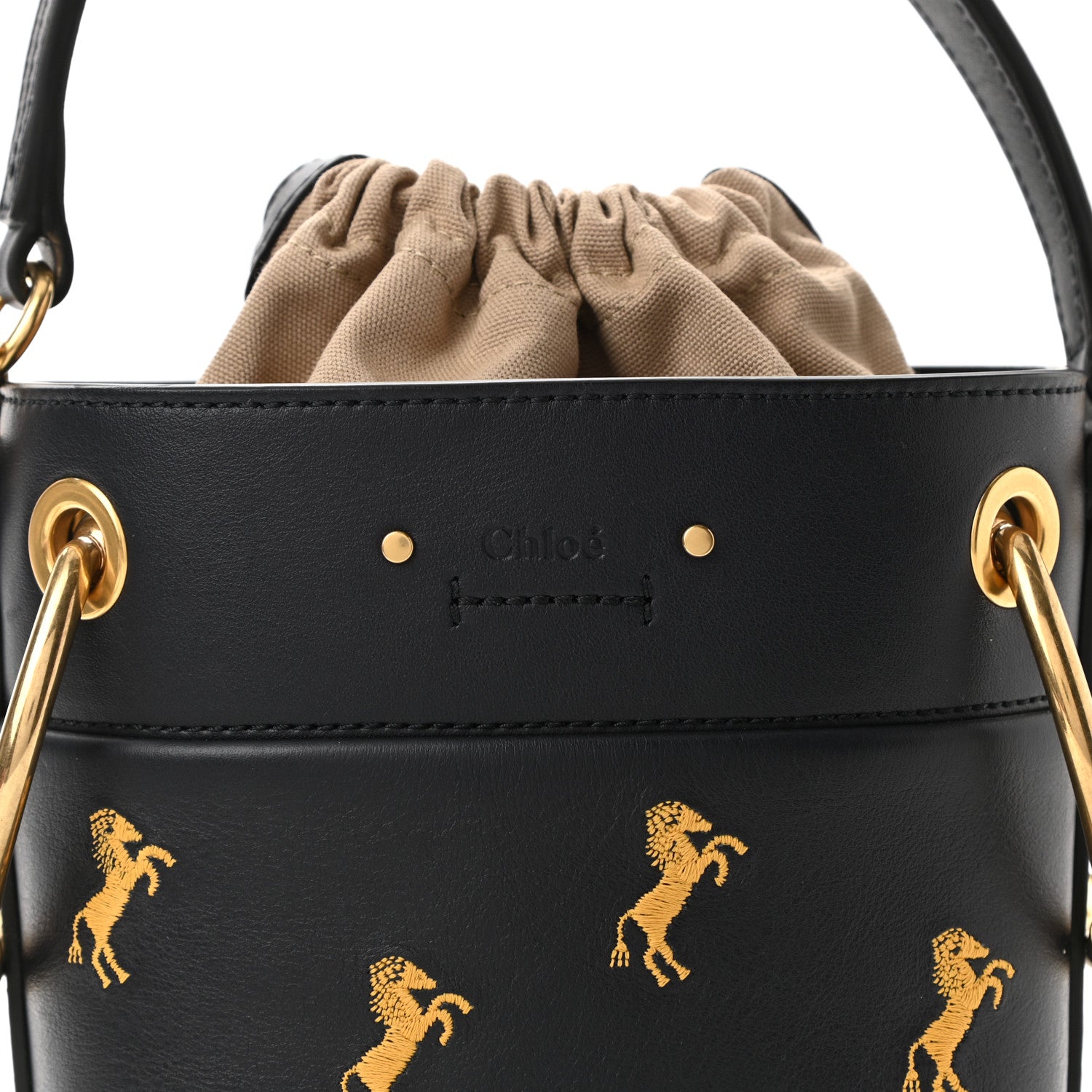 Chloe Smooth Calfskin Little Horses Embroidered Mini Roy Bucket Bag Full Blue 7 of 10