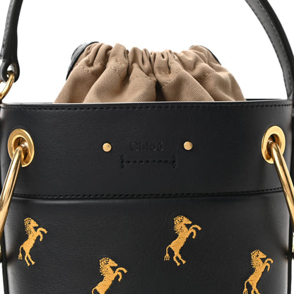 Chloe Smooth Calfskin Little Horses Embroidered Mini Roy Bucket Bag Full Blue 7 of 10