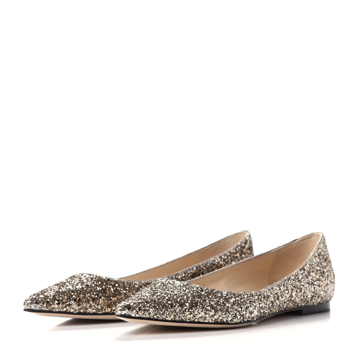Jimmy Choo Glitter Alina Flats 35 Antique Gold 2 of 9