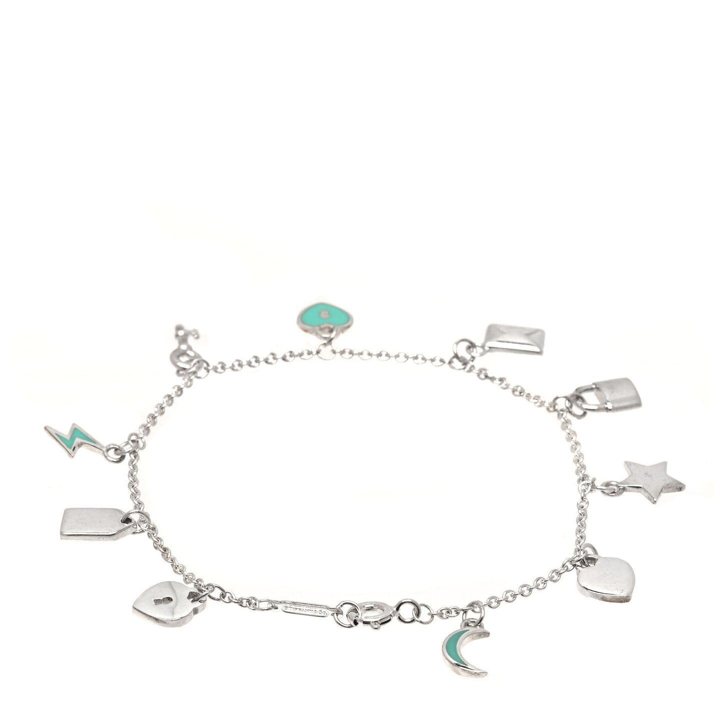 Sterling Silver Enamel Love Notes Charm Bracelet Blue