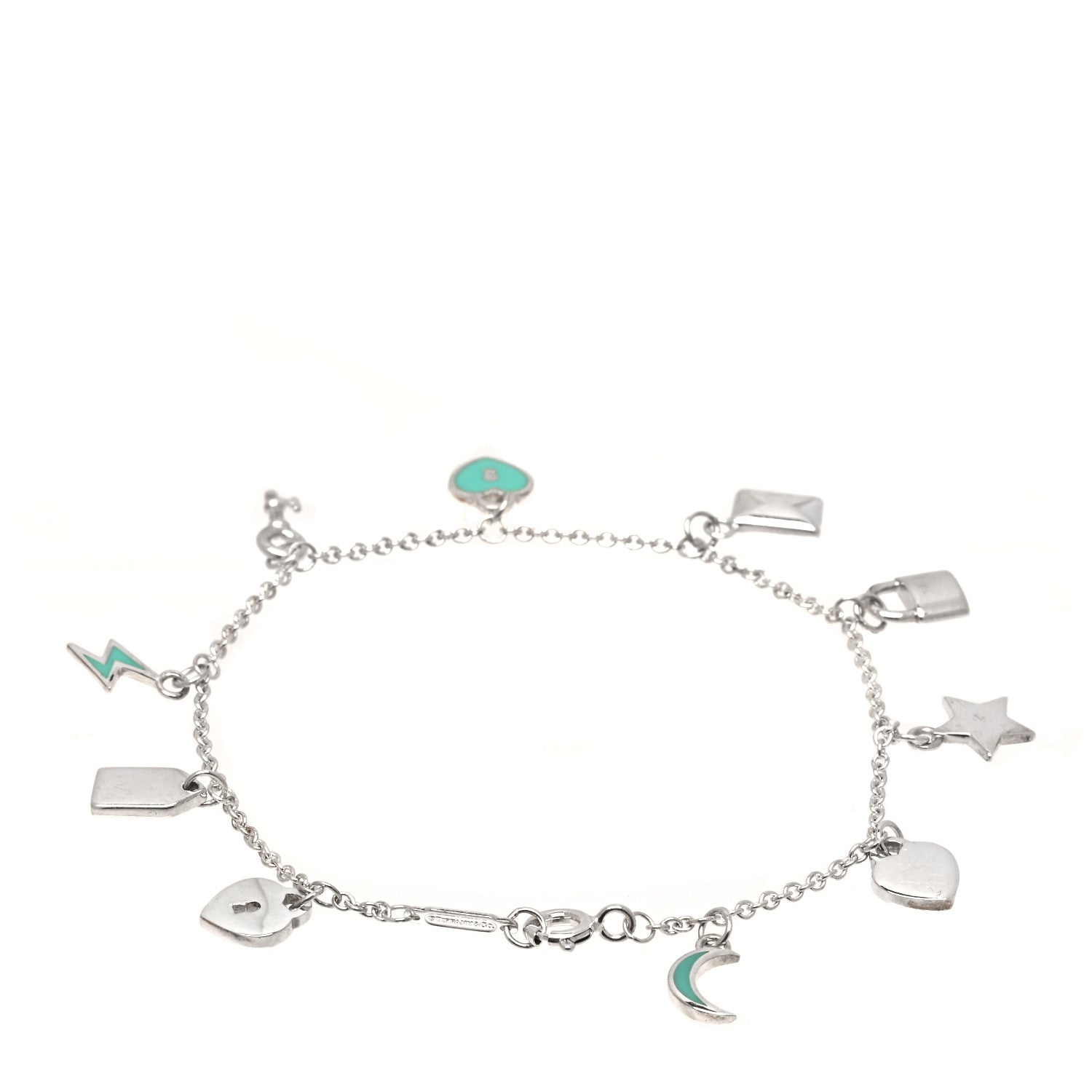 Tiffany Sterling Silver Enamel Love Notes Charm Bracelet Blue 2 of 5