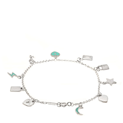 Tiffany Sterling Silver Enamel Love Notes Charm Bracelet Blue 2 of 5