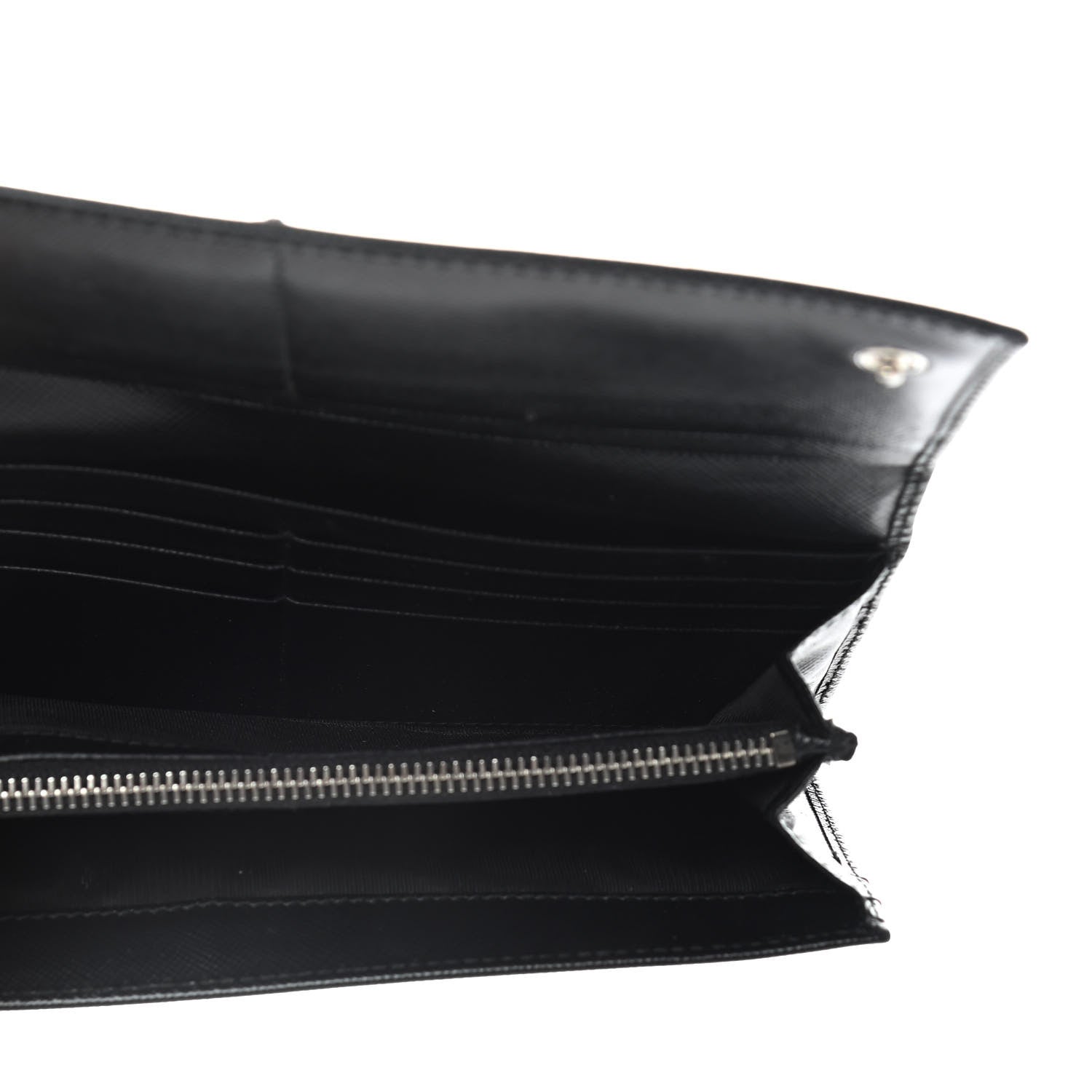 Prada Saffiano Triangle Continental Flap Wallet Black 5 of 13
