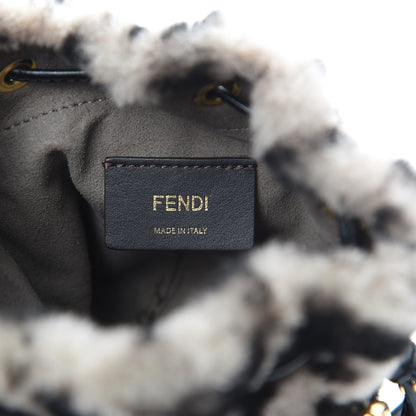 Fendi Shearling F is Fendi Macro FF 1974 Diagonal Mini Mon Tresor Bucket Bag Dove Black 6 of 13