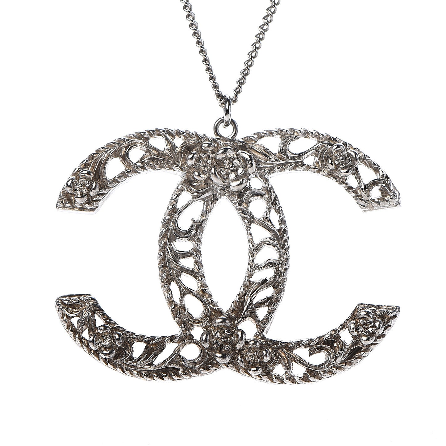 Large Baroque CC Necklace Silver