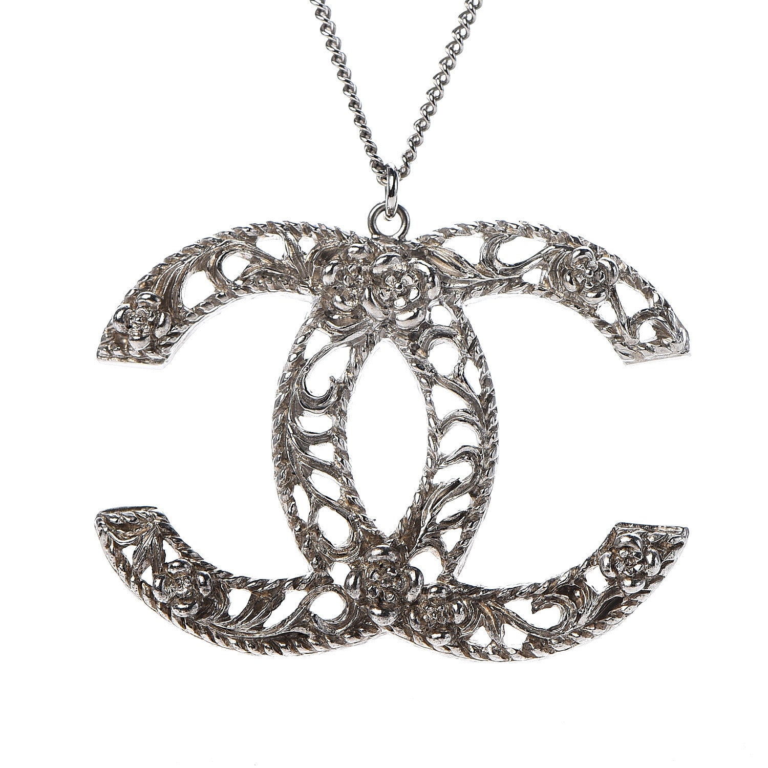 Chanel Large Baroque CC Necklace Silver 4 of 6
