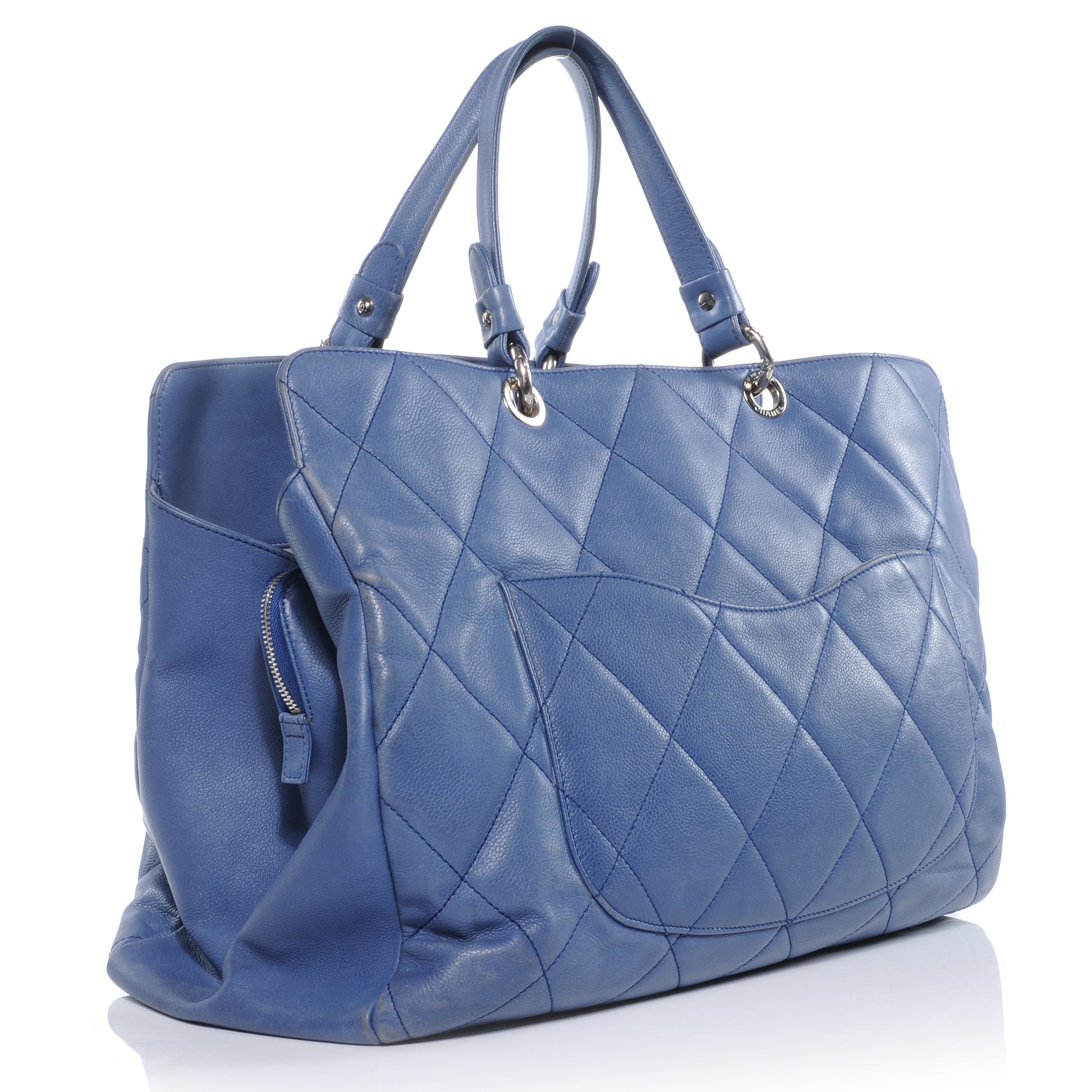 Chanel Soft Caviar Quilted XL Tote Blue 3 of 8
