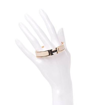 Hermes Enamel Narrow Clic Clac H Bracelet PM Beige Nacre 2 of 6
