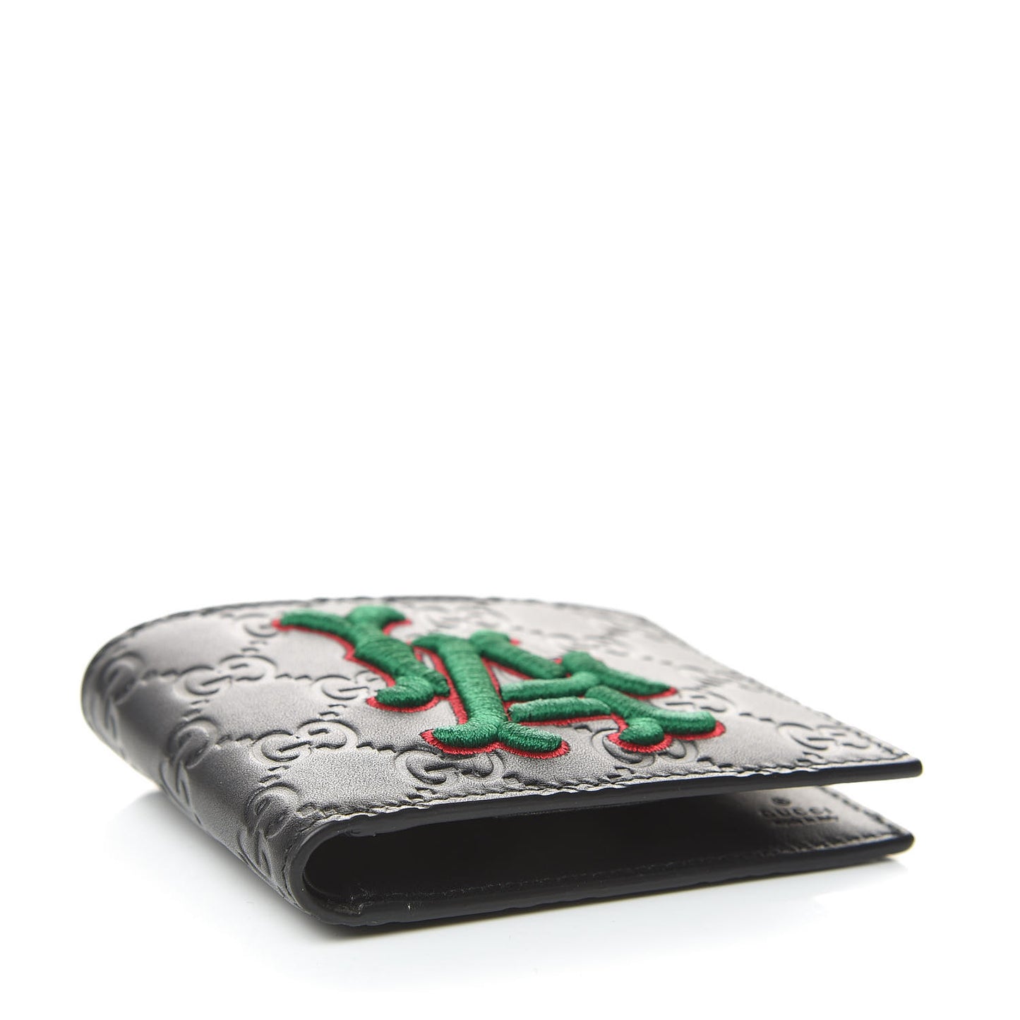 X MLB Guccissima LA Dodgers Embroidered Bi-Fold Wallet Black Green