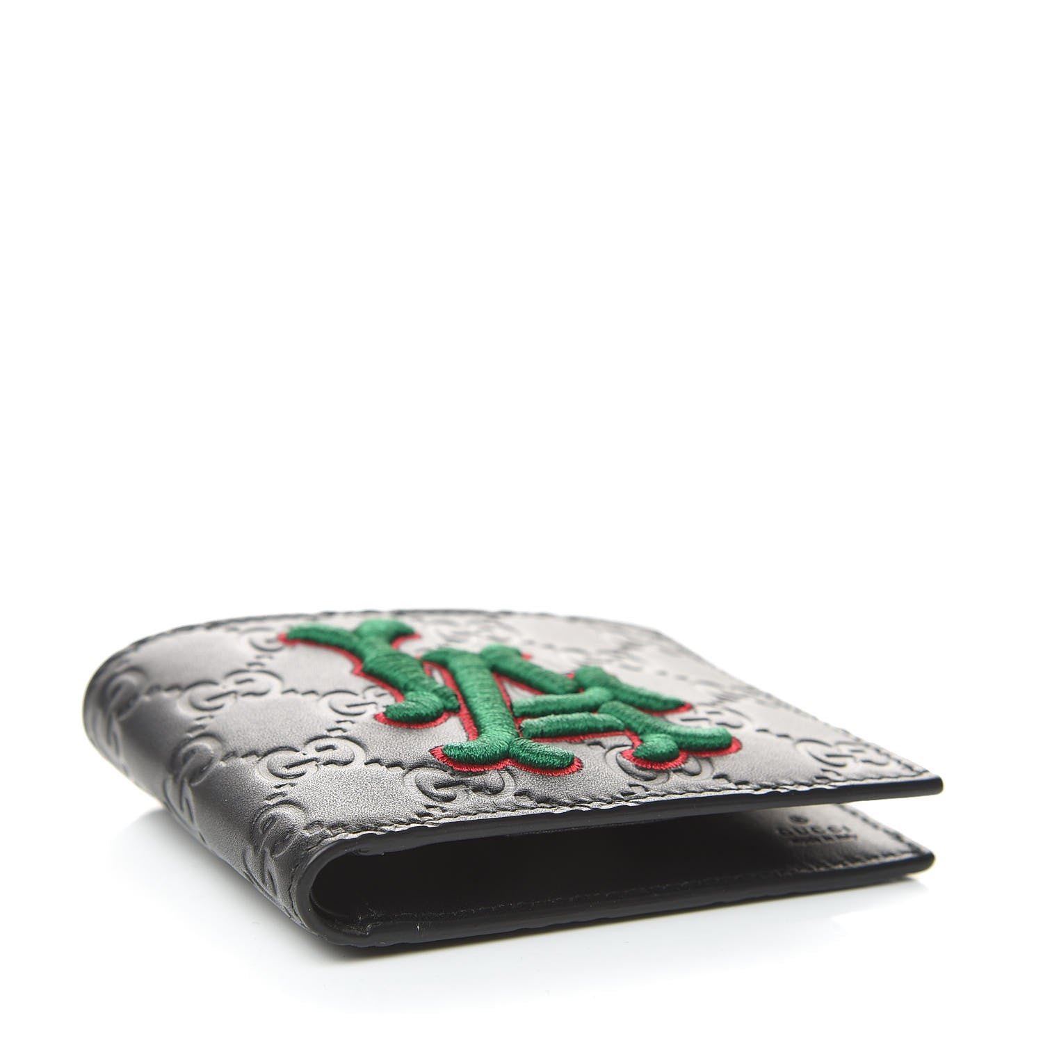 Gucci X MLB Guccissima LA Dodgers Embroidered Bi-Fold Wallet Black Green 4 of 9