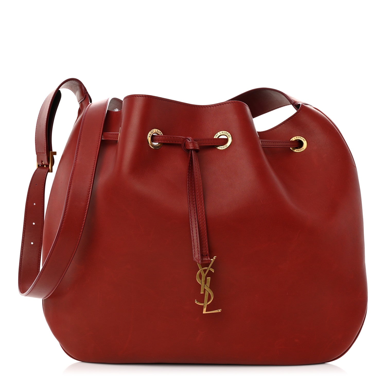 Saint Laurent Smooth Calfskin Paris VII Large Flat Hobo Red 3 of 10