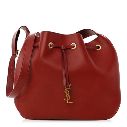 Saint Laurent Smooth Calfskin Paris VII Large Flat Hobo Red 3 of 10
