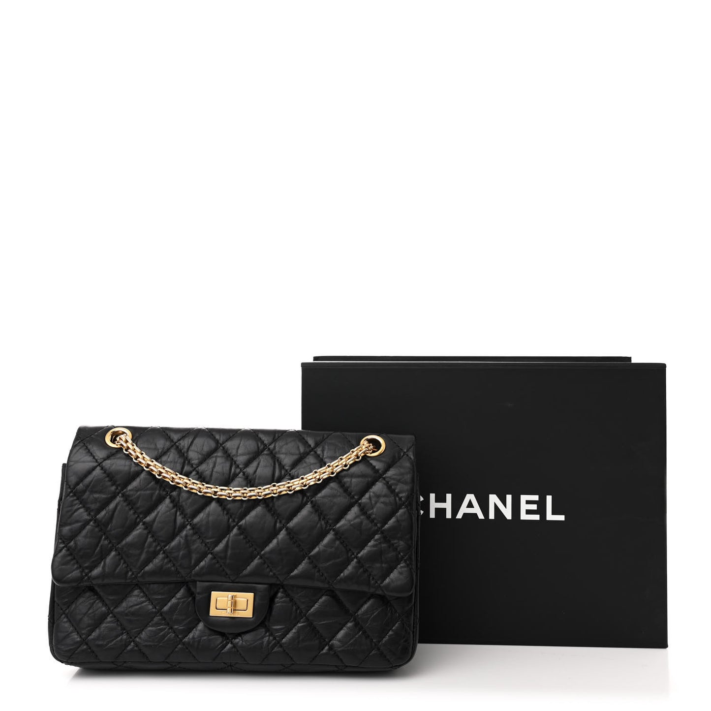 Aged Calfskin Quilted 2.55 Reissue 226 Flap Black