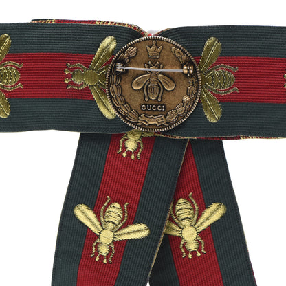 Gucci Ribbon Web Bow Bee Pearl Brooch Red Green 4 of 4