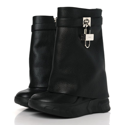 Givenchy Grained Calfskin Shark Lock Biker Ankle Boots 36 Black 3 of 8