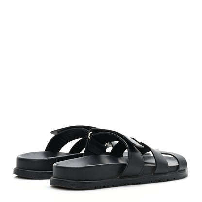 Hermes Calfskin Womens Chypre Sandals 36.5 Black 4 of 9