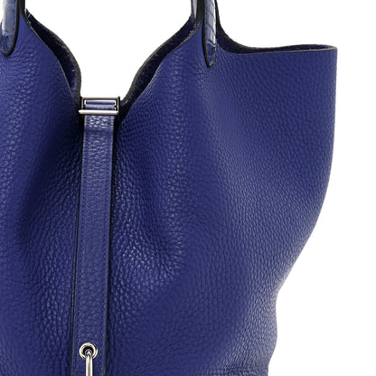 Hermes Taurillon Clemence Matte Alligator Picotin Lock Touch 22 MM Bleu Electrique 8 of 12
