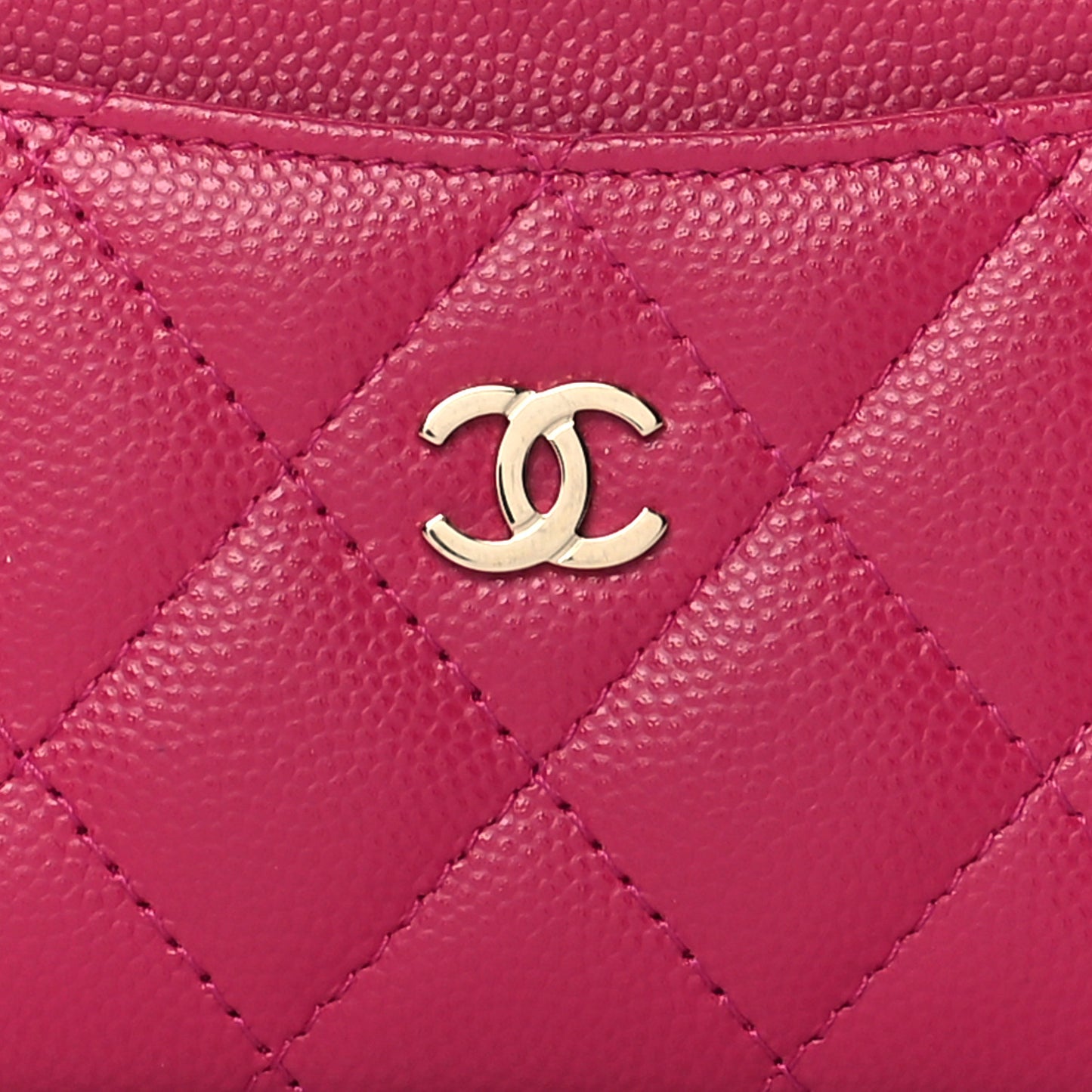 Caviar Quilted Card Holder Fuchsia