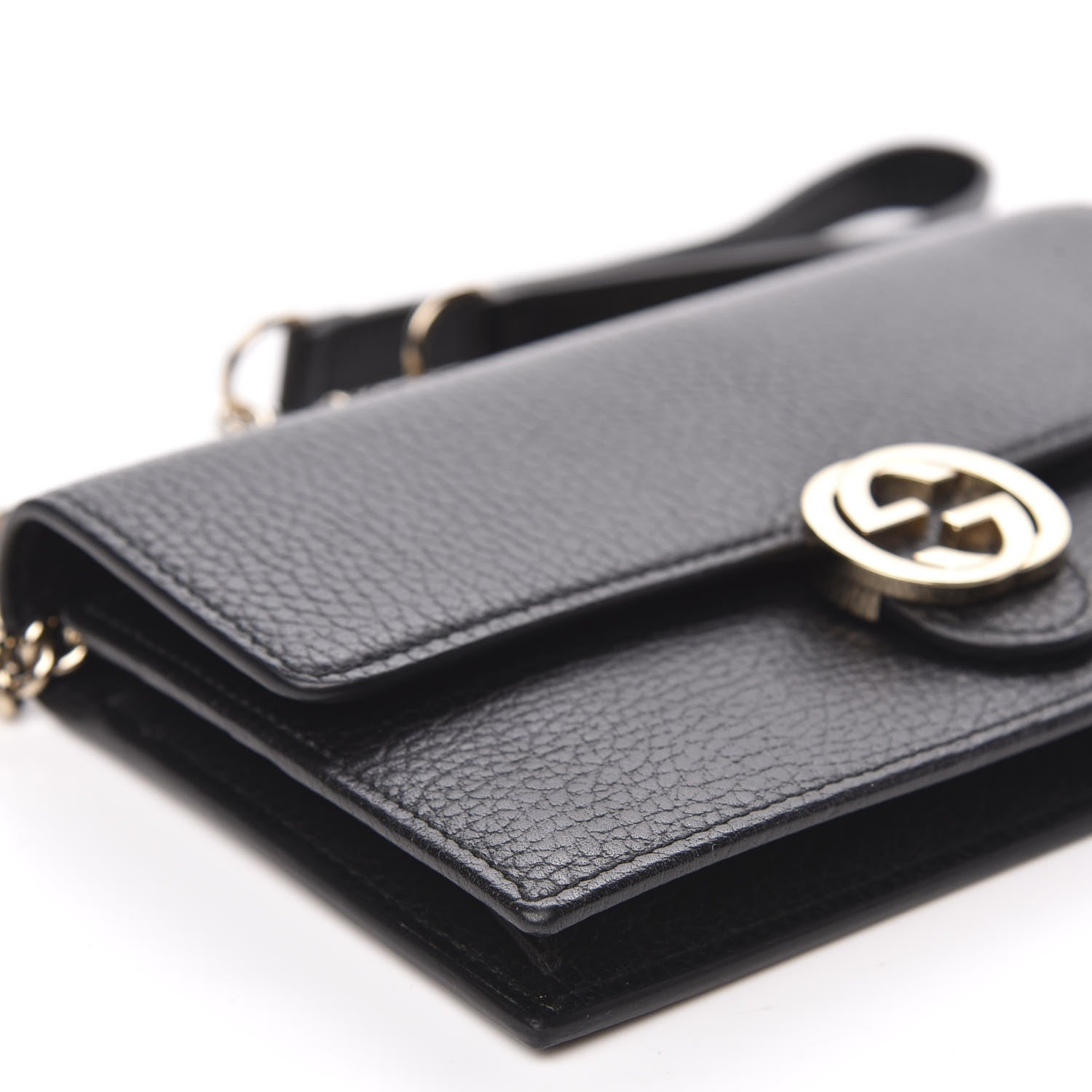 Gucci Dollar Calfskin Interlocking G Chain Wallet Black 8 of 10