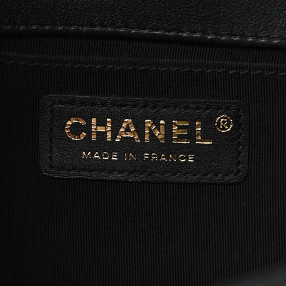Chanel Lambskin Cotton Woven Medium Boy Flap Black 6 of 9