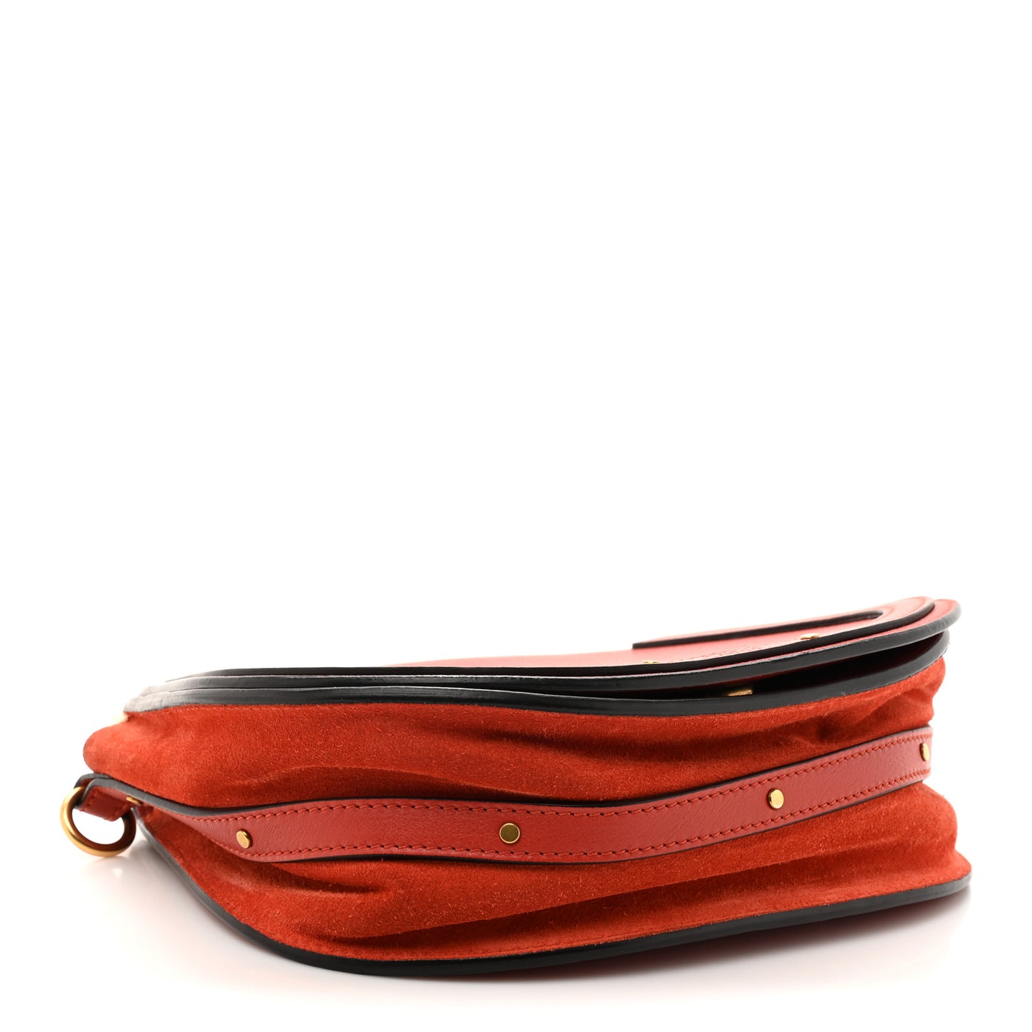 Calfskin Suede Medium Nile Bracelet Bag Earthy Red