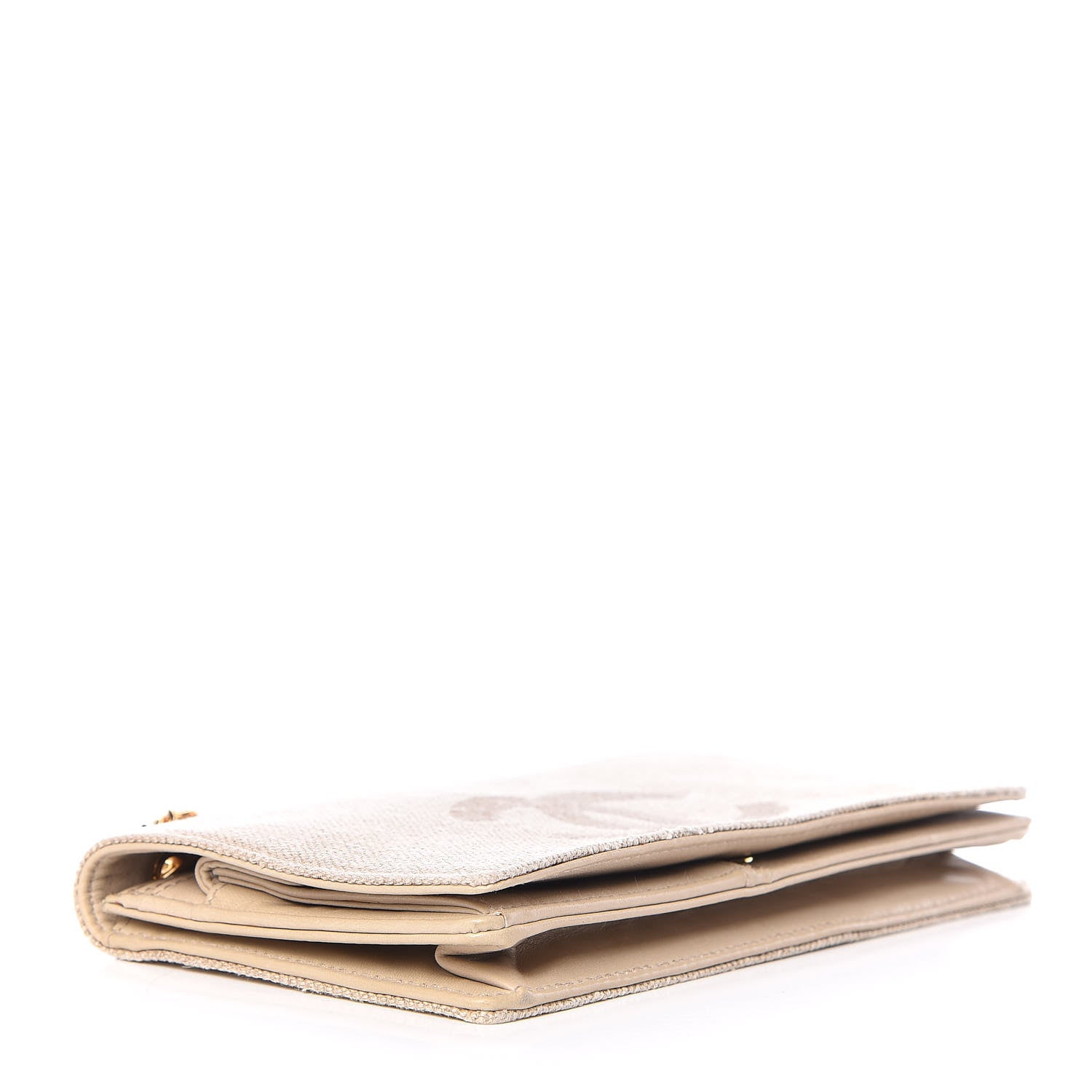 Chanel Linen Timeless CC Wallet on Chain WOC Beige 4 of 10
