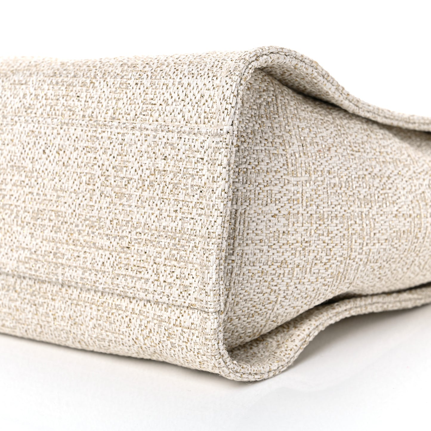 Lurex Boucle Small Deauville Tote Ivory