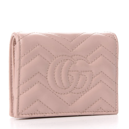 Gucci Calfskin Matelasse GG Marmont Card Case Wallet Perfect Pink 3 of 8