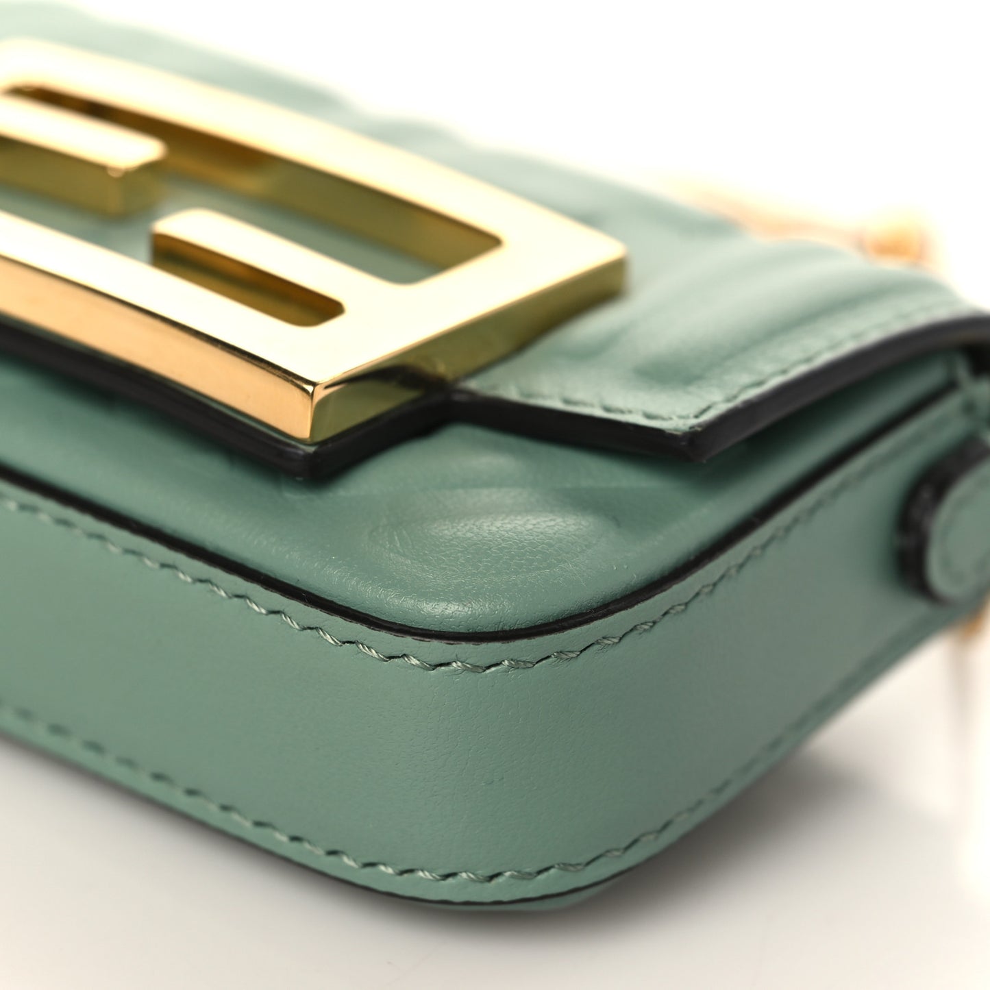 Nappa Matisse FF Embossed Nano Maxi Buckle Baguette Charm Menta