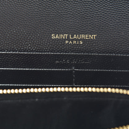 Saint Laurent Grain De Poudre Matelasse Chevron Monogram Flap Wallet Black 5 of 7