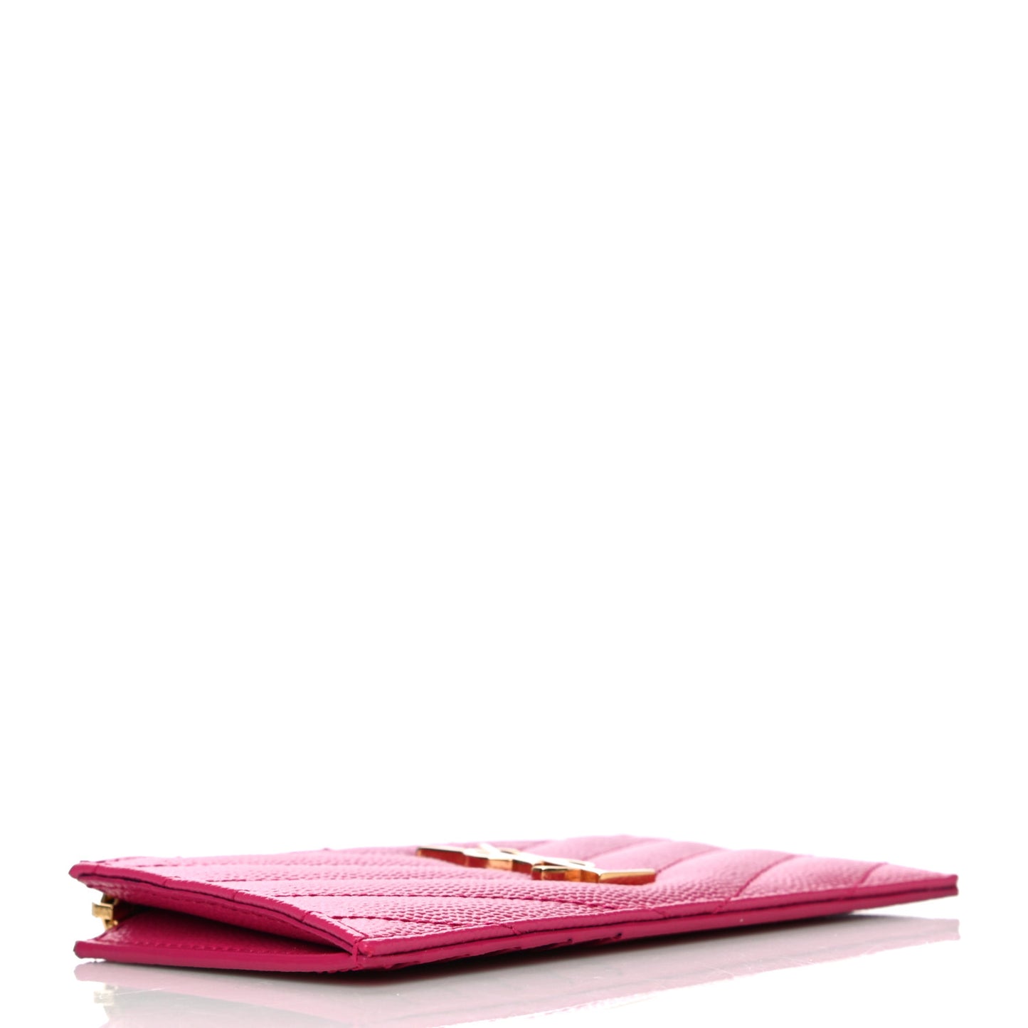 Grain De Poudre Matelasse Chevron Monogram Fragments Zippered Card Case Fresh Fuxia